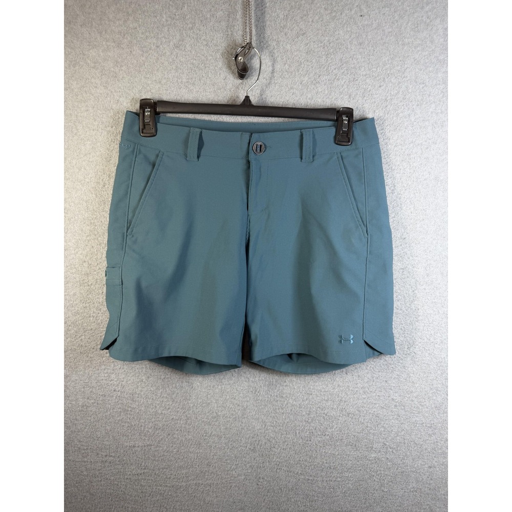 Under Armour Shorts Womens 10 Blue Chino Golf Stretch Microfiber HeatGear Fitted